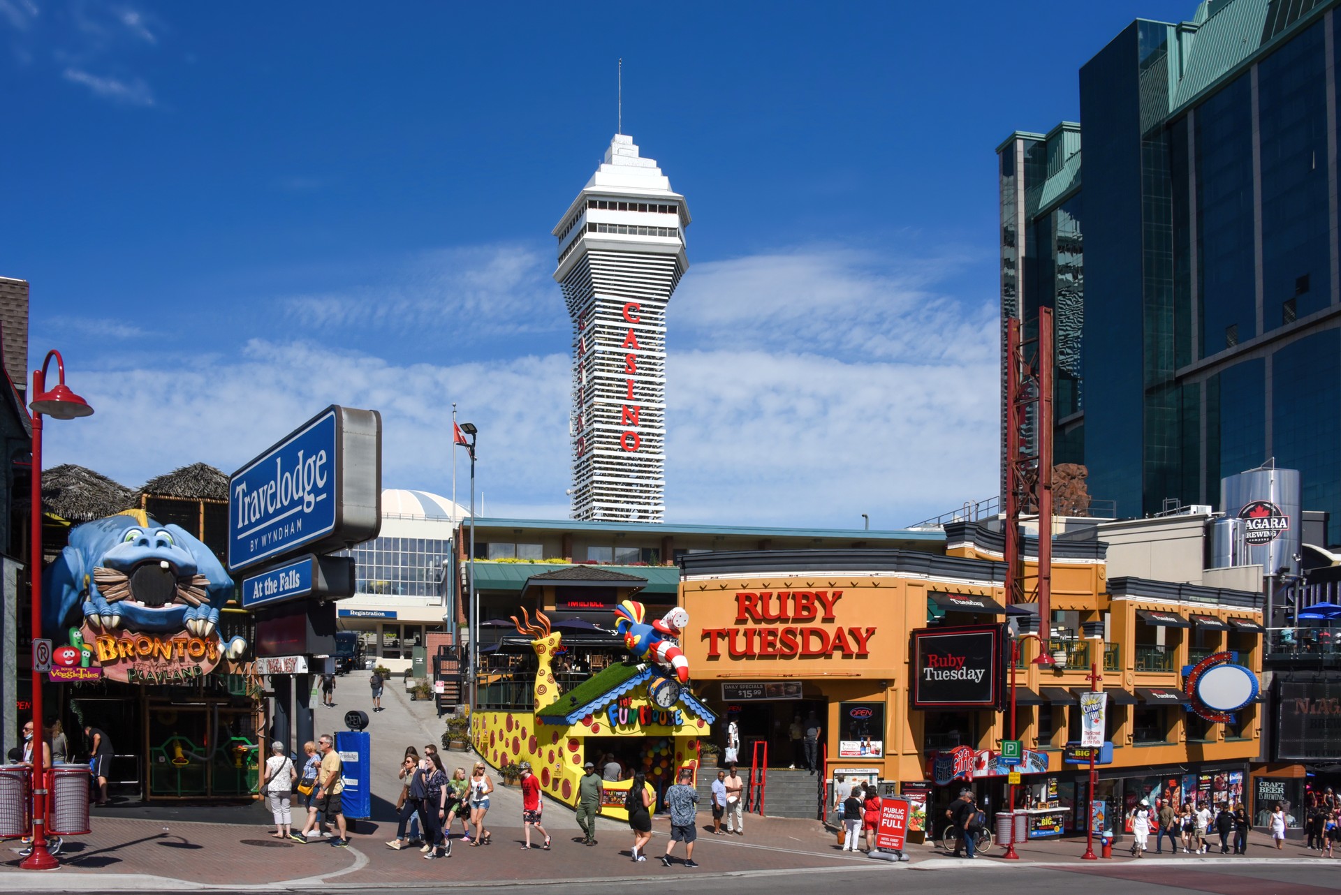 Ruby Tuesday restaurant and various tourist attractions in Niagara Falls, Canada